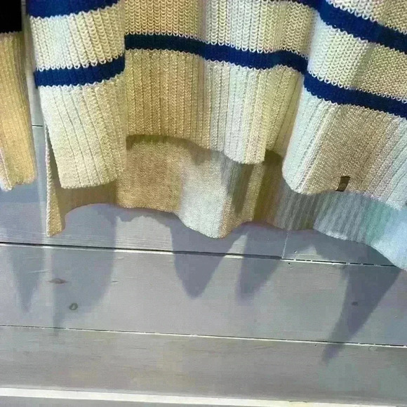 T by Talbots MULTI STRIPE CREWNECK HIGH-LOW Sweater size medium. NWOT - Picture 7 of 8